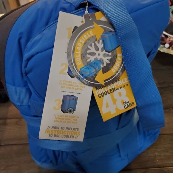 RG Blue Collapsible Cooler Holds 48 Cans Waterproof & Antimicrobial New - Picture 3 of 12